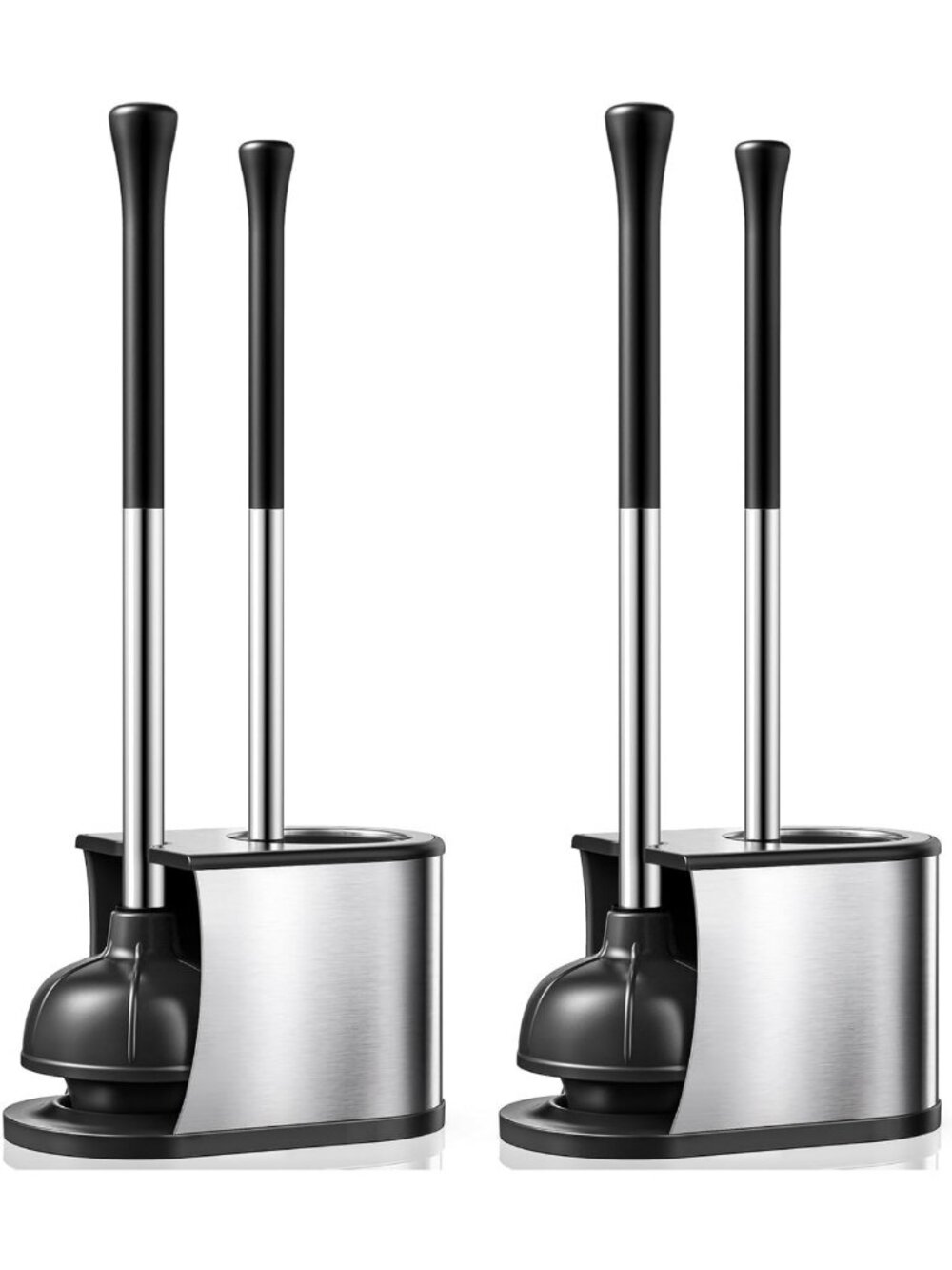 2-in-1 Toilet Plunger & Brush Set - Stainless Steel, Rustproof, Heavy Duty Combo